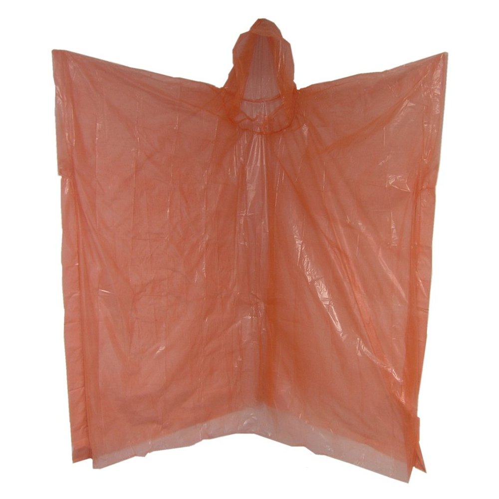 ORANGE 50 PACK DISPOSABLE RAIN PONCHOS